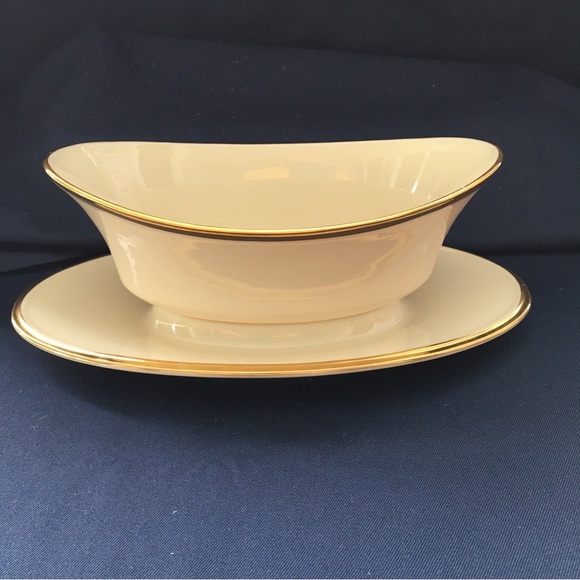 Lenox Dining Lenox Eternal Gravy Boat With Attached Under Plate